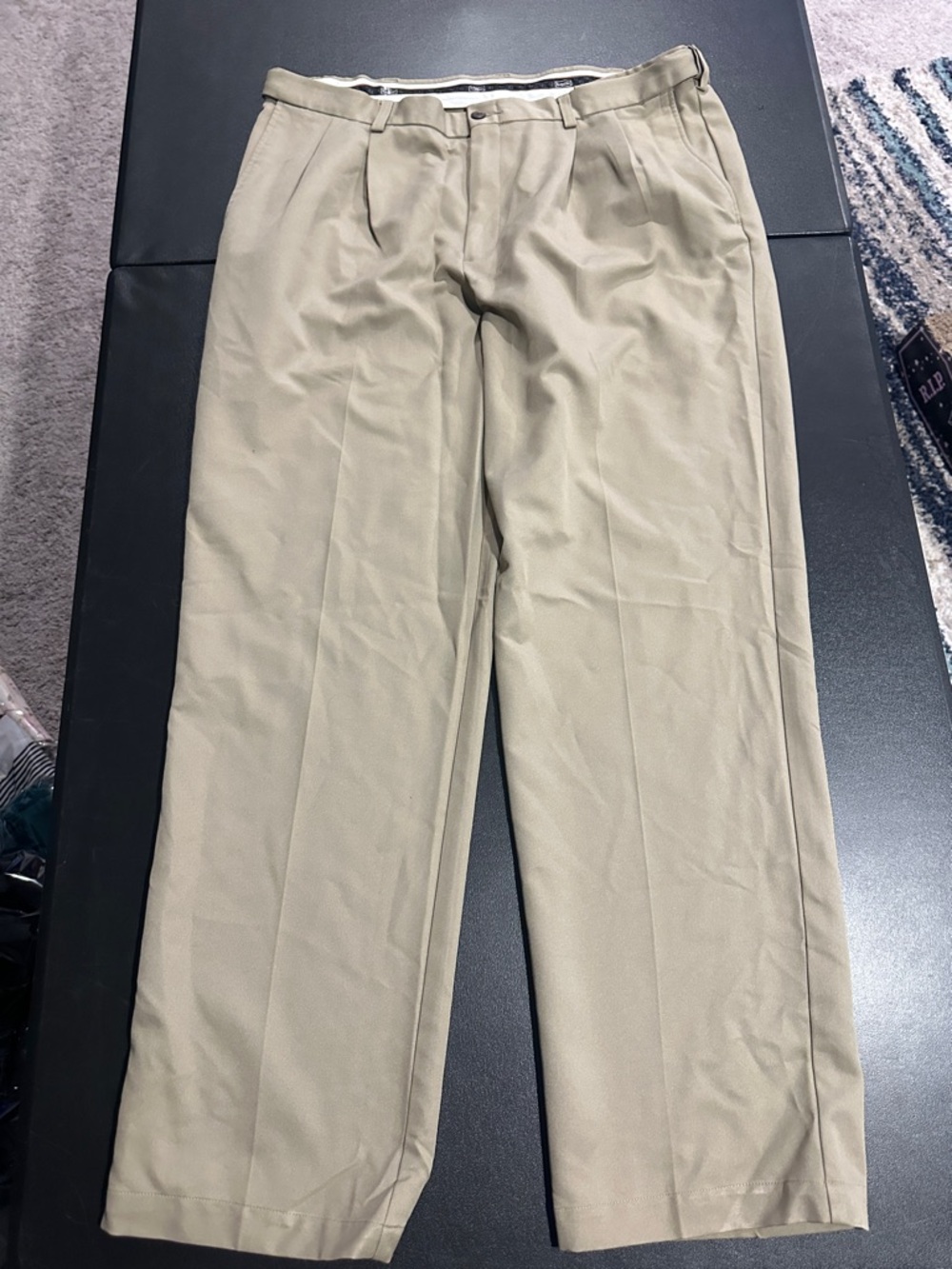 Haggar Men's Pleated Dress Pants in Khaki Tan
